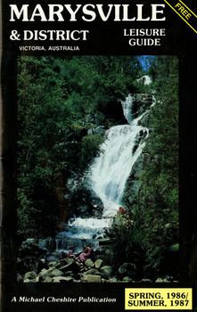 Shows a leisure guide to Marysville and the surrounding district. Offers information on accommodation, leisure activties, and service available in the area. Shows maps of the township of Marysville and of the surrounding district. Front cover has a photograph of Steavenson Falls.