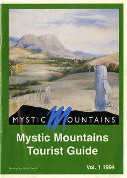 A tourist guide outlining services, accommodation, activities and places of interest to visit in and around Marysville and the local district. Front cover shows a painting by an artist named Heidi Boesch of Mount Cathedral. Reverse shows an advertisement for Blackwood Lodges accommodation site.