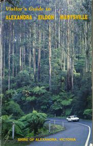 Shows a tourist guide for Alexandra, Eildon and Marysville produced by the Shire of Alexandra. Front cover shows a photograph of the Black Spur. Back cover shows an advertisement for the Lake Eildon and District Caravan Parks.