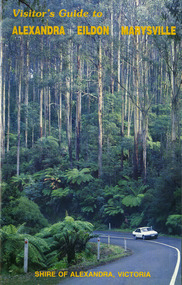 Shows a tourist guide for Alexandra, Eildon and Marysville produced by the Shire of Alexandra. Front cover shows a photograph of the Black Spur. Back cover shows an advertisement for the Lake Eildon and District Caravan Parks.