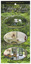 Front shows three photographs of one of the cottages and its surrounds including the interior and exterior of the cottage. Reverse shows a small map on the route to follow from Melbourne along with information regarding the cottages, hosts, telephone numbers, email and website addresses.