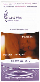 An information flyer regarding Cathedral View Natural Therapies at Buxton.