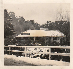 A digital copy of a black and white photograph taken of The Crossways Cabaret in Marysville.