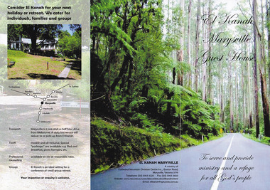 An information brochure regarding El Kanah Guest House in Marysville.