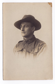 A digital copy of a black and white postcard of Gerald Cussen Kirwan taken during World War I.