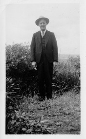 A digital copy of a black and white photograph of a member of the Kirwan Family from Marysville.