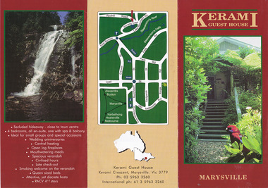 An information brochure regarding Kerami Guest House in Marysville.