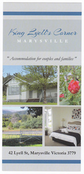 An information flyer regarding King Lyell's Corner accommodation in Marysville.