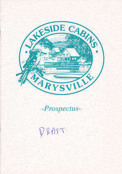 A prospectus regarding the proposed Lakeside Cabins resort in Marysville. This development never eventuated.