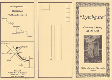 An information brochure regarding "Lytchgate" holiday home in Marysville.