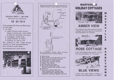 An information brochure regarding the facilites and amenities available to guests at Marysville Holiday Cottages.