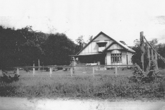 A digital copy of a black and white photograph of Marysville House. Marysville House was build in the late 1920s by Arthur Dickinson.