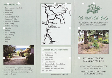 An information brochure regarding Mount Cathedral Lodge near Taggerty.