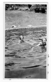 A digital copy of a black and white photograph of the swimming pool at Mount Kitchener House in Marysville.