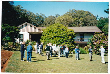 A colour photograph of the Glenroy Probus Group during their stay at Mountain Lodge in Marysville. The photograph was taken in November, 2002.