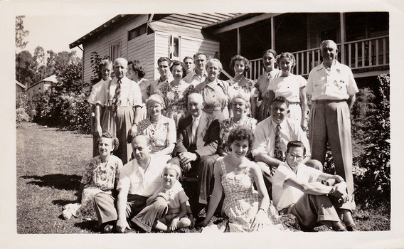 A black and white photograph of an unknown group of people at Cumberland House in March, 1951.