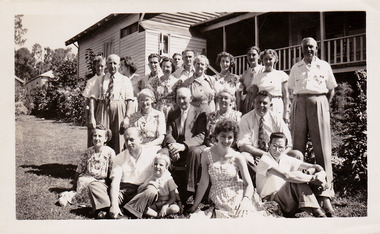 A black and white photograph of an unknown group of people at Cumberland House in March, 1951.
