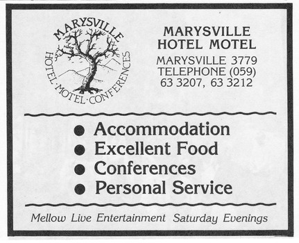 An advertisement for the Marysville Hotel Motel in Marysville.
