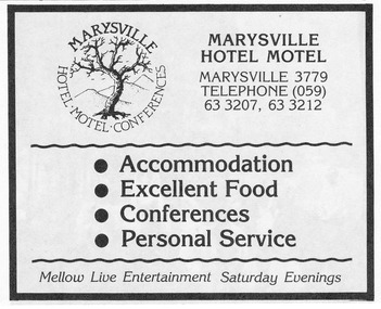 An advertisement for the Marysville Hotel Motel in Marysville.