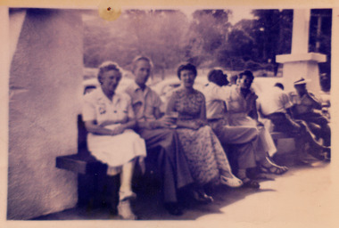 A copy of a black and white photograph of members of the staff from Darmody's Hotel. The original photograph was taken in 1953.