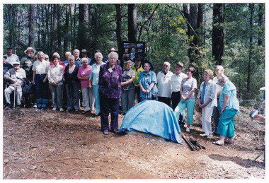 Three photographs taken at the unveiling of a plaque to commemmorate Andersons Mill and the attached school.