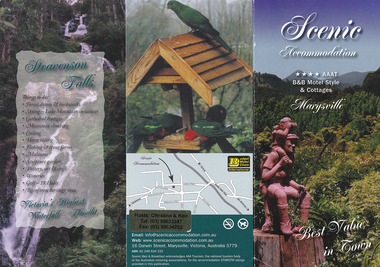 An information brochure regarding Scenic Accommodation in Marysville.