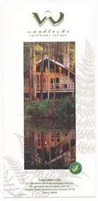 An information flyer regarding the accommodation and facilities available at Woodlands Rainforest Retreat in Narbethong.