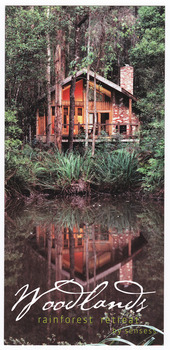 An information flyer regarding the accommodation and facilities available at Woodlands Rainforest Retreat in Narbethong.