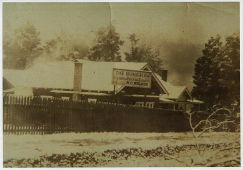 A copy of a black and white photograph of The Bungalow in Marysville. The Bungalow was built in 1917 by the Cuzens Bros. Builders for Frederick and Vera Barton.
