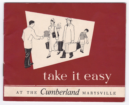 An accommodation booklet regarding The Cumberland guest house in Marysville.