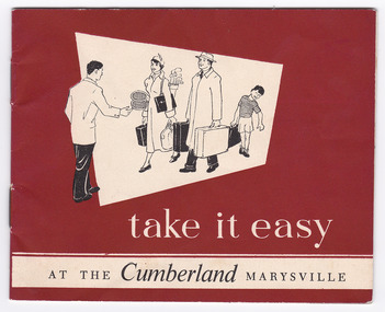 An accommodation booklet regarding The Cumberland guest house in Marysville.