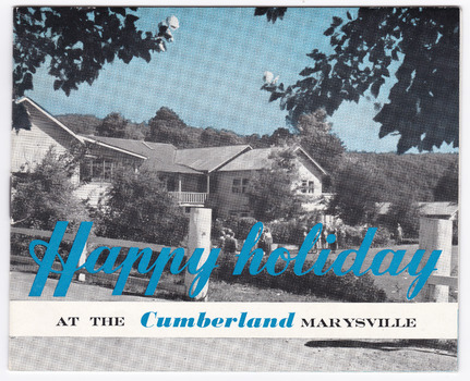 An accommodation booklet regarding The Cumberland guest house in Marysville.