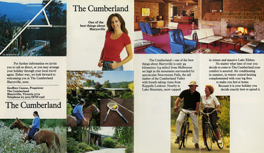An information brochure regarding the accommodation and facilities available at The Cumberland guest house in Marysville.