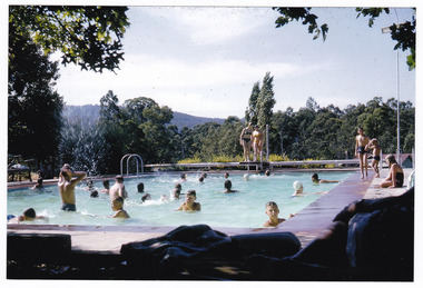 A colour photograph of the swimming pool at The Cumberland guest house in Marysville.