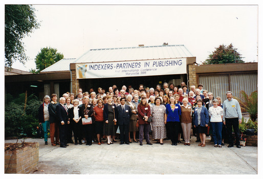 A colour photograph taken at The Cumberland guest house in Marysville. The photograph was taken during the first international Indexers Conference that took place in March 1995.