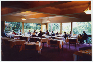 A colour photograph taken of the dining area in The Cumberland guest house in Marysville.