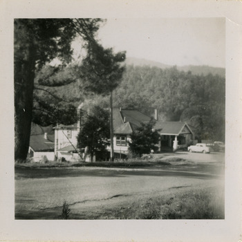 A digital copy of a black and white photograph of the Marysville Hotel in Marysville. The hotel was originally built and opened by the Keppel Family in 1865. The Keppel's Australian Hotel was the first hotel to be opened in Marysville. The Keppel Family were among Marysville's earliest pioneering families. 