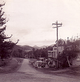 A digital copy of a black and white photograph of The Marysville Hotel in Marysville.