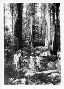 A digital copy of a black and white photograph of an unknown group of people that were staying at Kerami guest house in Marysville.