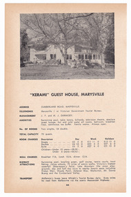 A digital copy of an advertisement for Kerami Guest House in Marysville.