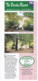 An accommodation flyer regarding the accommodation and facilities available at The Birches Resort in Marysville.