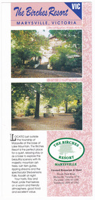 An accommodation flyer regarding the accommodation and facilities available at The Birches Resort in Marysville.
