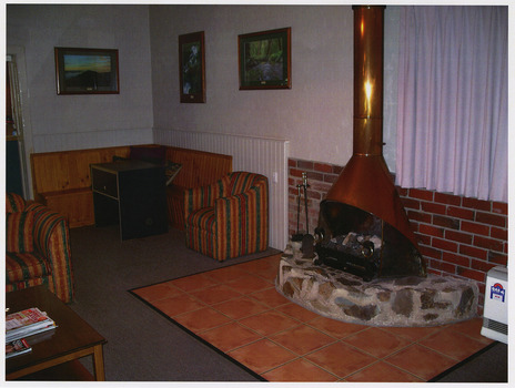 A colour photograph taken at Kerami Gardens Resort in Marysville. The photograph is of the inside lounge area.