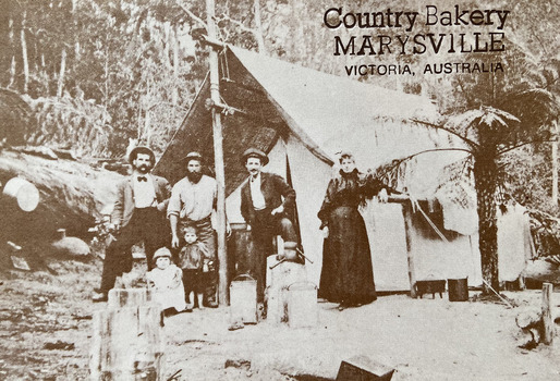A digital copy of a black and white photograph of the Chester Family who were living at the Golden Secret Mine in the Cumberland Valley. The original photograph was taken in 1906.