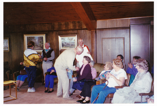 A colour photograph taken at Kooringa Guest House in Marysville. The photograph was taken at the Niblicks golfers' presentation day in 1994 in one of the lounge rooms at Kooringa.