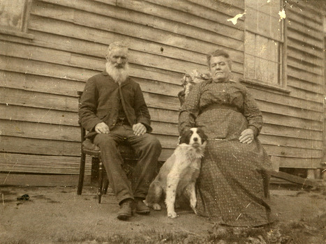 A copy of a black and white photograph of William and Sarah Lawlor of Buxton. William and Sarah Lawlor were pioneers in Buxton and farmed there from 1904 for approximately 20 years.