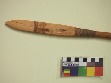 Barbed wooden spear