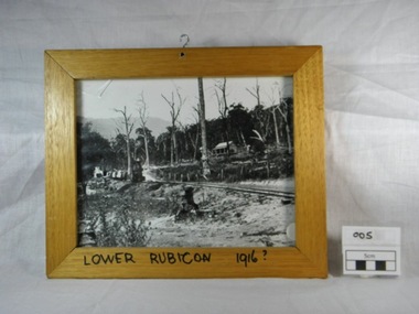 Framed black and white photograph, Untitled, Rails to Rubicon circa 1916, 1/1/1985 (estimated)