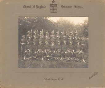 Scan of Photograph, Ballarat Church of England Grammar School, School Corps, 1934, 1934 (exact)