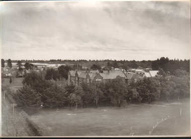 b&w Photograph, Aerial view of Ballarat Grammar buildings